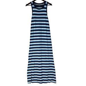 Aerie Womens Racerback Tank Maxi Dress Size S Striped Navy Blue Cotton Blend